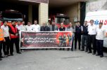 ادای احترام آتش نشانانی جیرفت به قهرمانان آتش نشان حادثه پلاسکو تهران